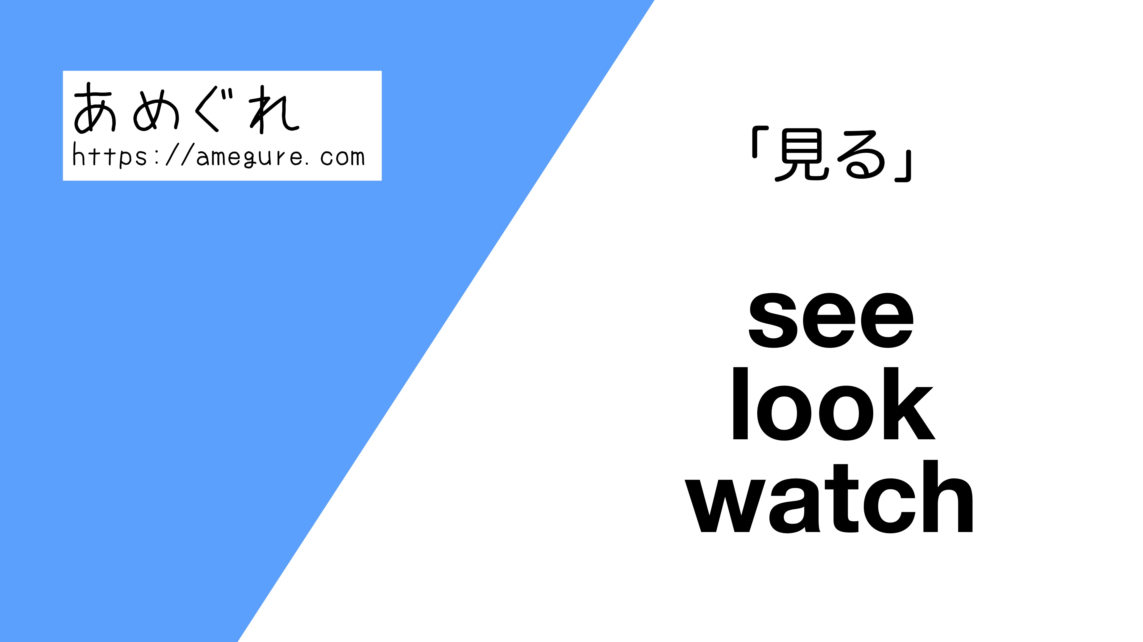 英語 See Look Watch 見る の意味の違いと使い分け