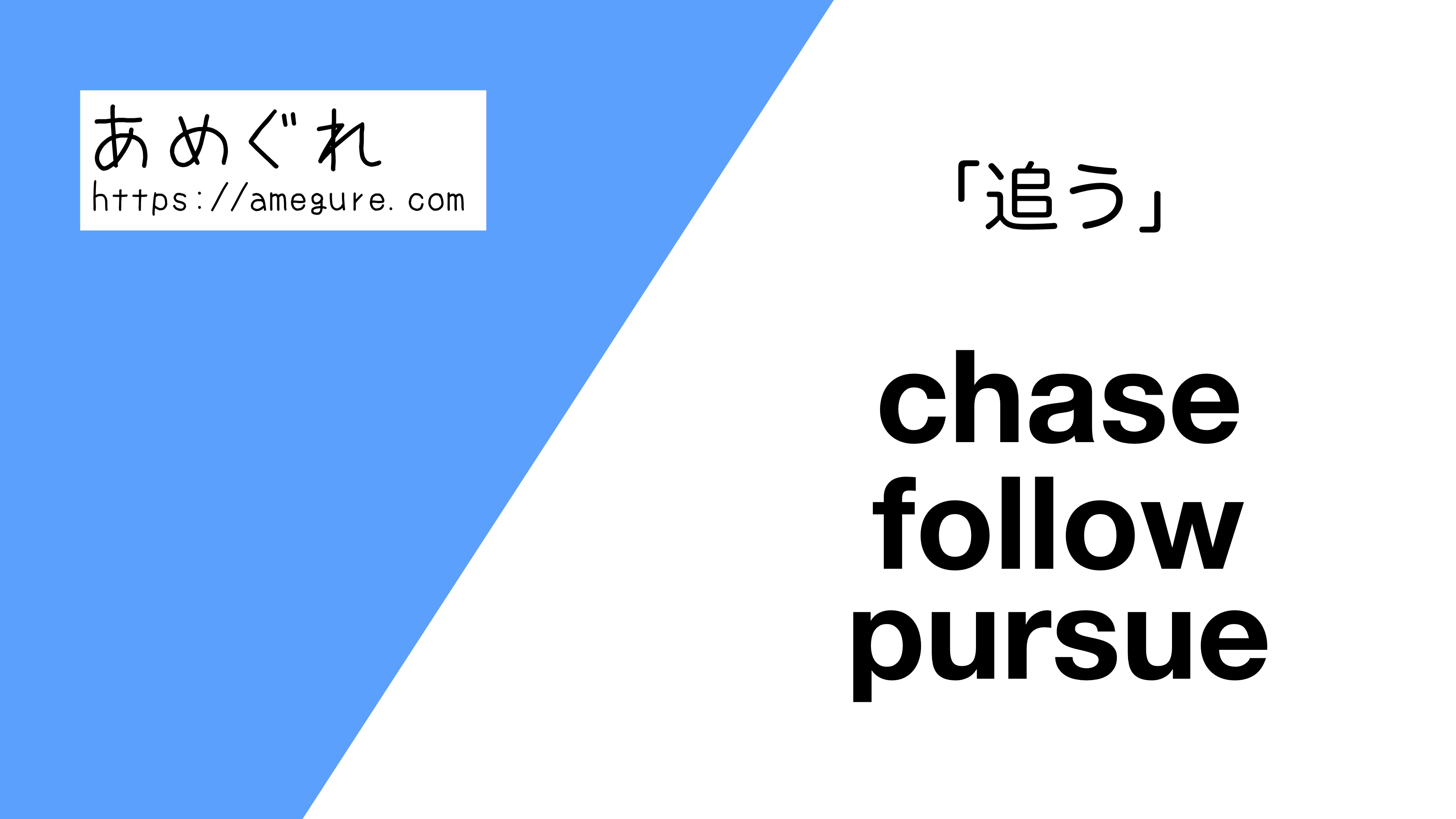 英語 Chase Follow Pursue 追う の意味の違いと使い分け