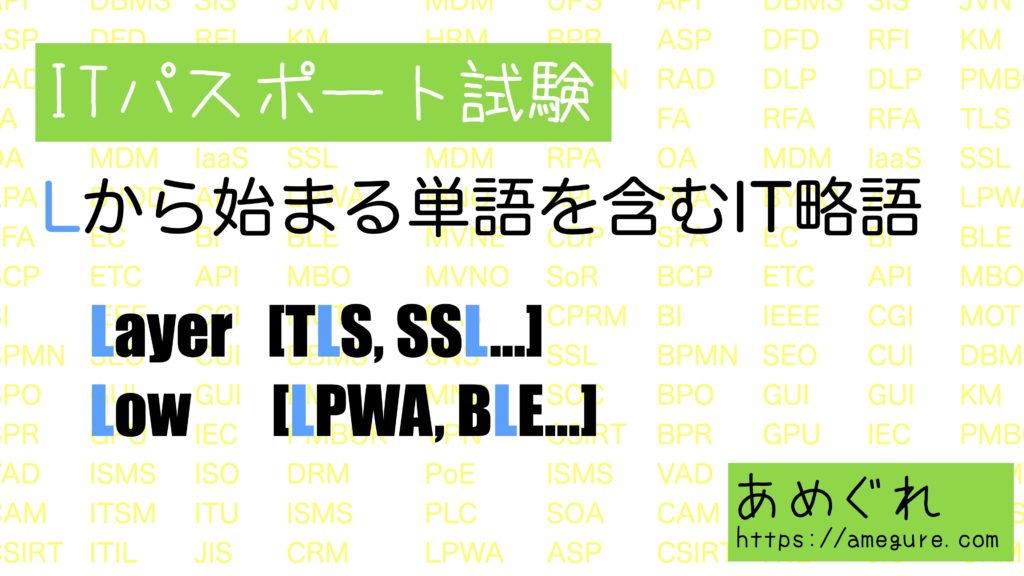 Lから始まる単語を含むIT略語(ITパスポート試験)